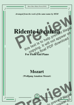 page one of Mozart-Ridente la calma,for Flute and Piano