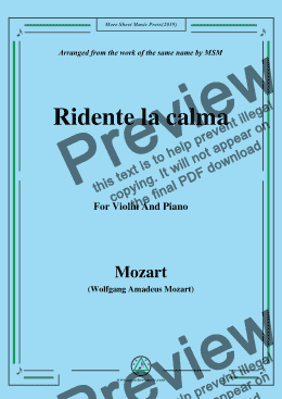 page one of Mozart-Ridente la calma,for Violin and Piano