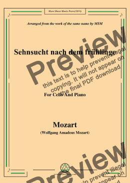 page one of Mozart-Sehnsucht nach dem frühlinge,for Cello and Piano