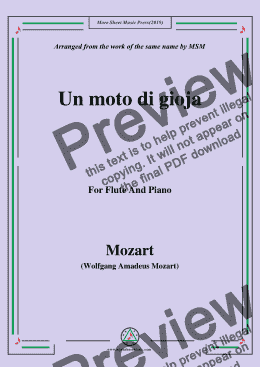 page one of Mozart-Un moto di gioja,for Flute and Piano