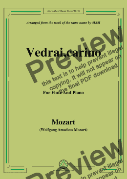 page one of Mozart-Vedrai,carino,for Flute and Piano