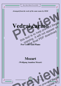 page one of Mozart-Vedrai,carino,for Cello and Piano