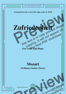 page one of Mozart-Zufriedenheit,for Cello and Piano