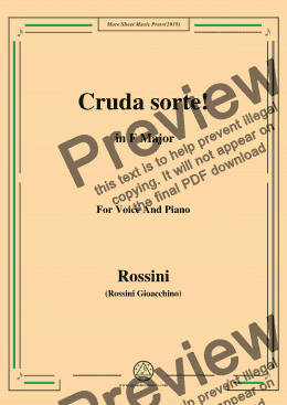 page one of Rossini-Cruda sorte,from 'L'italiana in Algeri',in F Major,for Voice and Piano