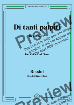 page one of Rossini-Di tanti palpiti,from 'Tancredi',in C Major,for Voice and Piano