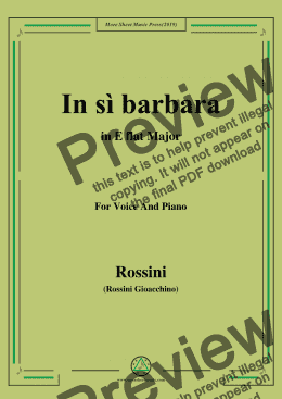 page one of Rossini-In sì barbara,from 'Semiramide',in E flat Major,for Voice and Piano