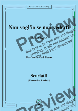 page one of Scarlatti-Non vogl'io se non vederti,in E Major,for Voice and Piano