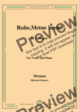 page one of Richard Strauss-Ruhe,Meine Seele! In C Major,For Voice&Pno