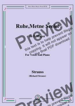 page one of Richard Strauss-Ruhe,Meine Seele! In E Major,For Voice&Pno