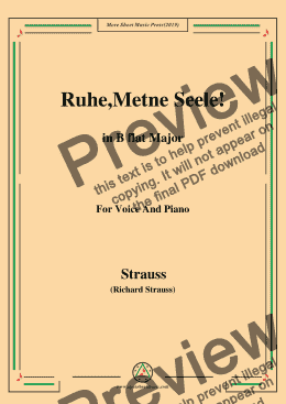 page one of Richard Strauss-Ruhe,Meine Seele! In B flat Major,For Voice&Pno