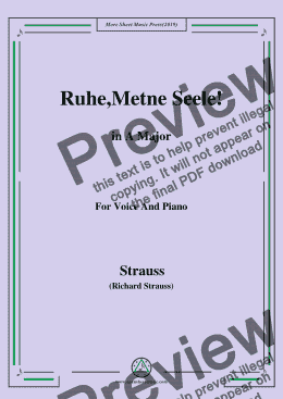 page one of Richard Strauss-Ruhe,Meine Seele! In A Major,For Voice&Pno