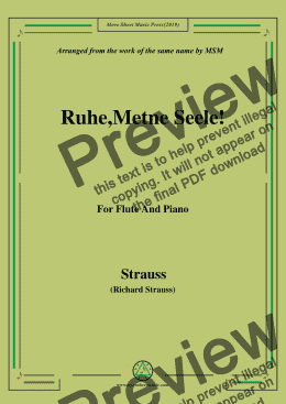 page one of Richard Strauss-Ruhe,Meine Seele!, for Flute and Piano