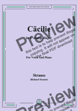 page one of Richard Strauss-Cäcilie in C sharp Major,For Voice&Pno