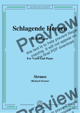 page one of Richard Strauss-Schlagende Herzen in B Major,For Voice&Pno