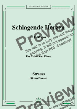 page one of Richard Strauss-Schlagende Herzen in E Major,For Voice&Pno