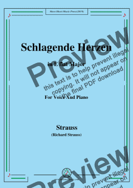 page one of Richard Strauss-Schlagende Herzen in E flat Major,For Voice&Pno