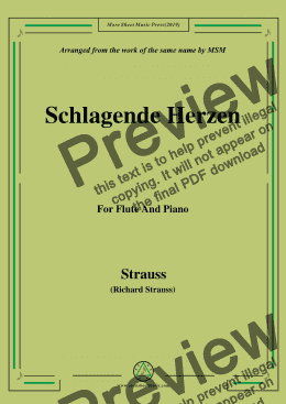 page one of Richard Strauss-Schlagende Herzen, for Flute and Piano