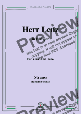 page one of Richard Strauss-Herr Lenz in E Major,For Voice&Pno