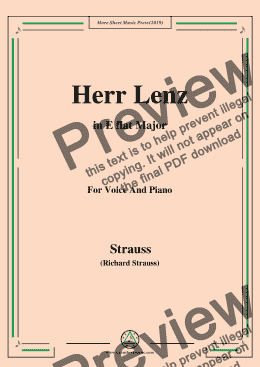 page one of Richard Strauss-Herr Lenz in E flat Major,For Voice&Pno