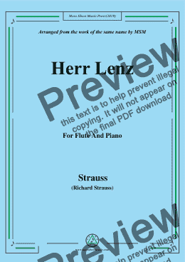 page one of Richard Strauss-Herr Lenz, for Flute and Piano