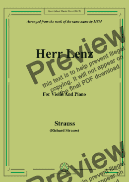 page one of Richard Strauss-Herr Lenz, for Violin and Piano