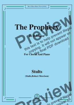 page one of Stults-The Story of Christmas,No.2,The Prophecy,Behold the Days Shall Come,in D Major,for Choral&Pno