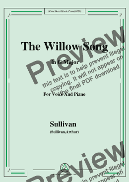 page one of Sullivan-The Willow Song in G Major, for Voice and Piano