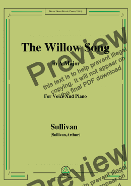 page one of Sullivan-The Willow Song in A Major, for Voice and Piano