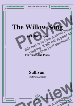 page one of Sullivan-The Willow Song in E flat Major, for Voice and Piano