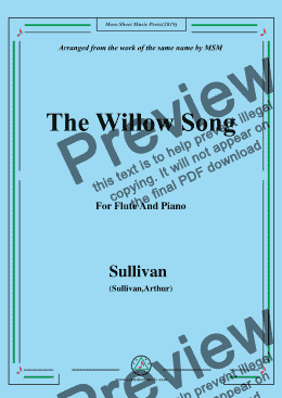 page one of Sullivan-The Willow Song, for Flute and Piano