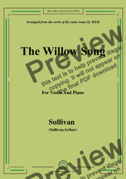 page one of Sullivan-The Willow Song, for Violin and Piano