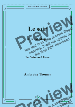 page one of Thomas-Le soir in B flat Major,For Voice&Pno