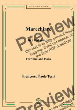 page one of Tosti-Marechiare in e flat minor,For Voice&Pno