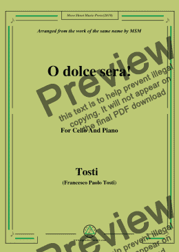 page one of Tosti-O dolce sera!, for Cello and Piano