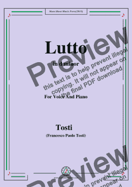 page one of Tosti-Lutto in d minor,For Voice&Pno