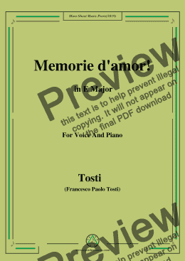 page one of Tosti-Memorie d'amor! in E Major,For Voice&Pno