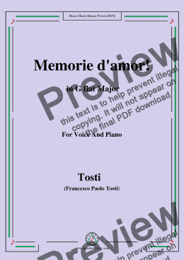 page one of Tosti-Memorie d'amor! in G flat Major,For Voice&Pno