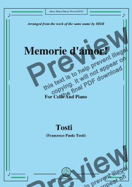 page one of Tosti-Memorie d'amor!, for Cello and Piano