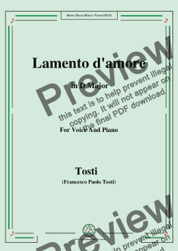 page one of Tosti-Lamento d'amore in D Major,For Voice&Pno