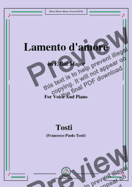 page one of Tosti-Lamento d'amore in E flat Major,For Voice&Pno