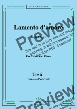 page one of Tosti-Lamento d'amore in B Major,For Voice&Pno