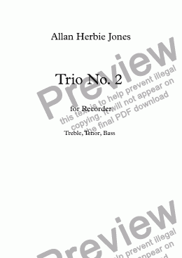 page one of Trio No. 2 for Recorder