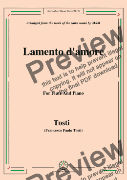 page one of Tosti-Lamento d'amore, for Flute and Piano