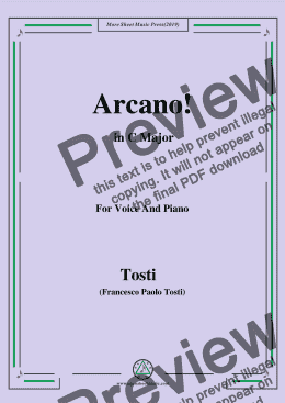 page one of Tosti-Arcano! in C Major,For Voice&Pno