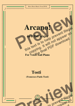 page one of Tosti-Arcano! in B flat Major,For Voice&Pno