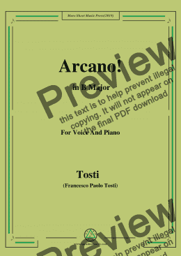page one of Tosti-Arcano! in B Major,For Voice&Pno