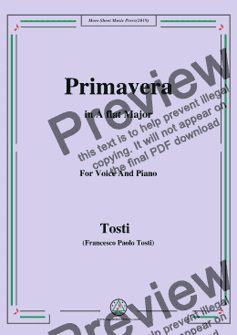 page one of Tosti-Primavera in A flat Major,For Voice&Pno