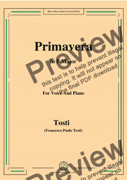 page one of Tosti-Primavera in F Major,For Voice&Pno