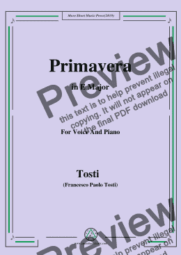 page one of Tosti-Primavera in E Major,For Voice&Pno