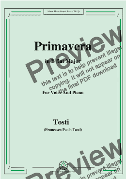 page one of Tosti-Primavera in B flat Major,For Voice&Pno